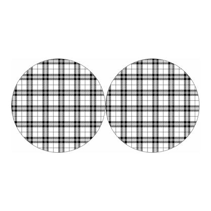White And Black Tartan Pattern Print Car Coasters
