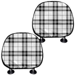 White And Black Tartan Pattern Print Car Headrest Covers