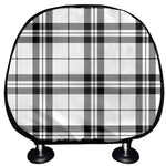 White And Black Tartan Pattern Print Car Headrest Covers
