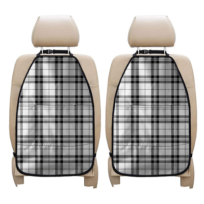 White And Black Tartan Pattern Print Car Seat Organizers