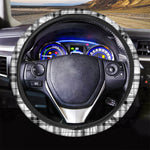 White And Black Tartan Pattern Print Car Steering Wheel Cover