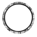 White And Black Tartan Pattern Print Car Steering Wheel Cover