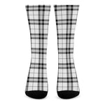 White And Black Tartan Pattern Print Crew Socks