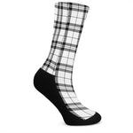 White And Black Tartan Pattern Print Crew Socks