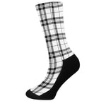 White And Black Tartan Pattern Print Crew Socks