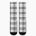 White And Black Tartan Pattern Print Crew Socks