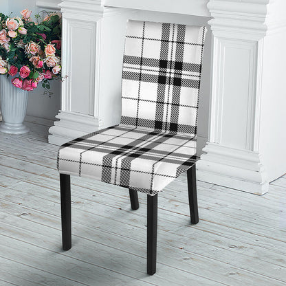 White And Black Tartan Pattern Print Dining Chair Slipcover