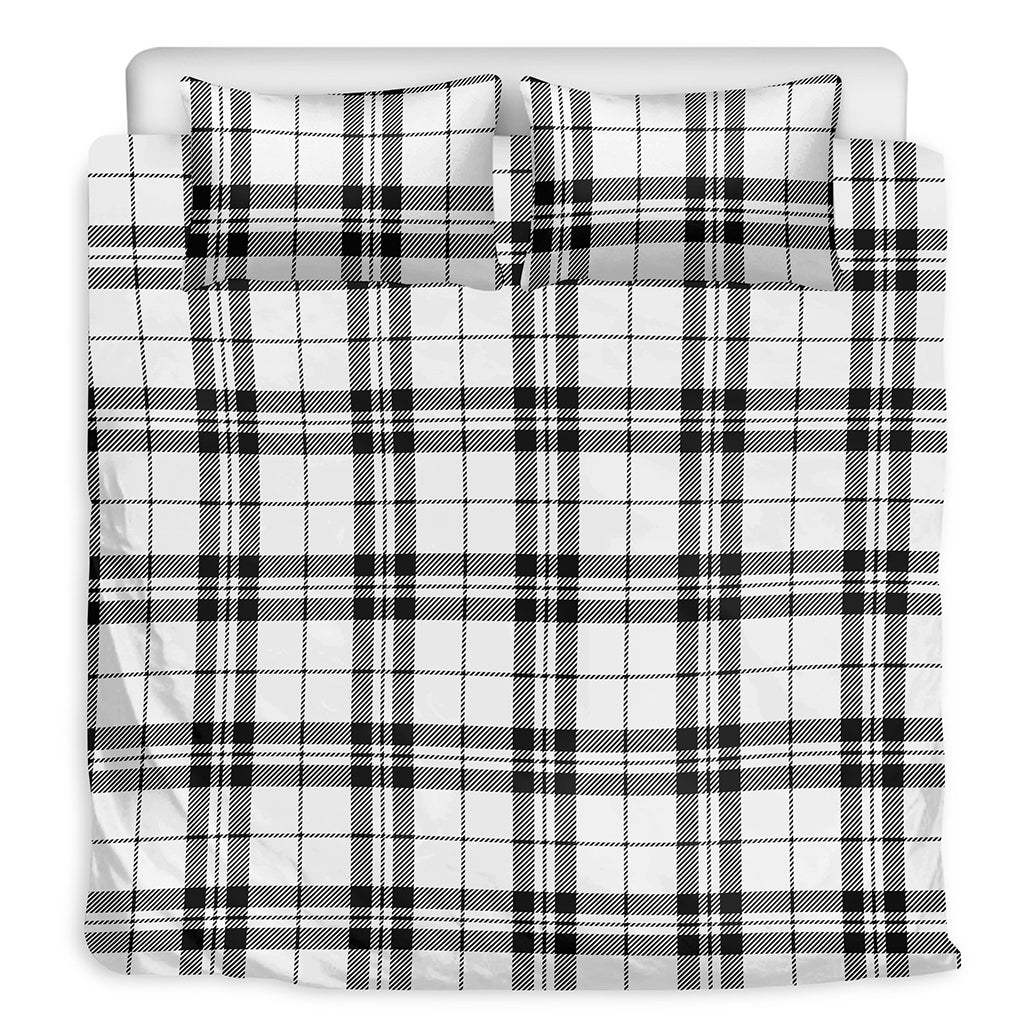 White And Black Tartan Pattern Print Duvet Cover Bedding Set