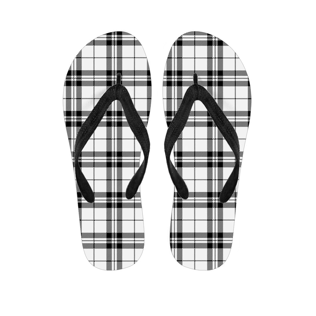 White And Black Tartan Pattern Print Flip Flops