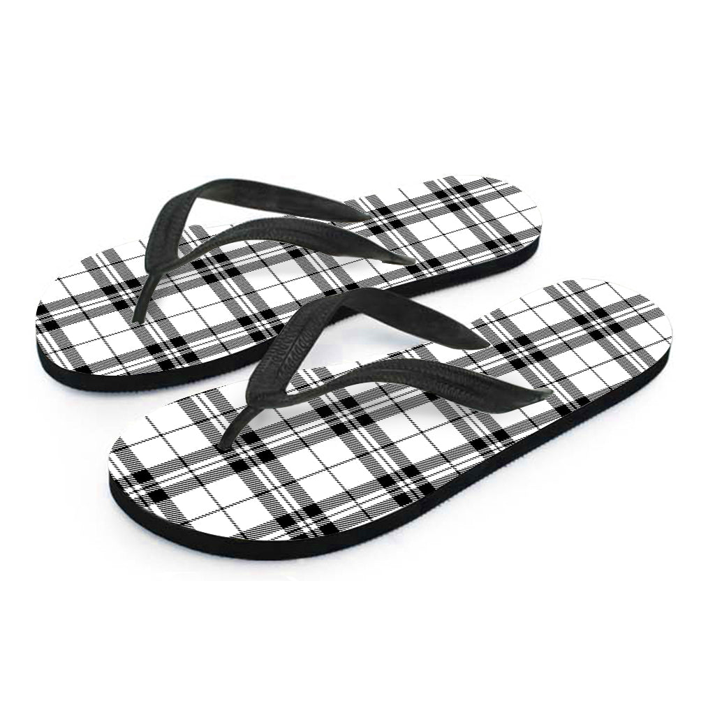 White And Black Tartan Pattern Print Flip Flops