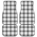 White And Black Tartan Pattern Print Front and Back Car Floor Mats