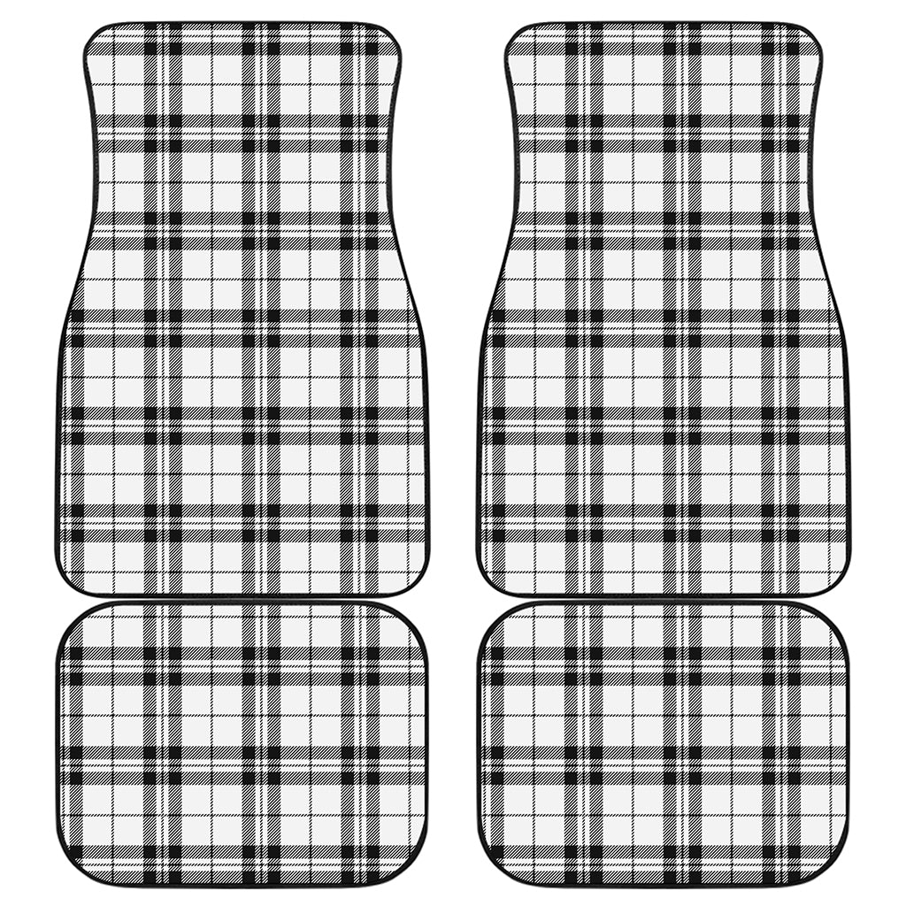 White And Black Tartan Pattern Print Front and Back Car Floor Mats
