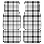 White And Black Tartan Pattern Print Front and Back Car Floor Mats