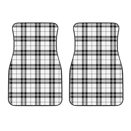 White And Black Tartan Pattern Print Front Car Floor Mats