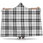 White And Black Tartan Pattern Print Hooded Blanket
