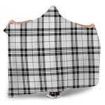 White And Black Tartan Pattern Print Hooded Blanket