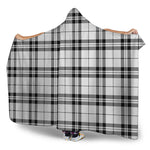 White And Black Tartan Pattern Print Hooded Blanket