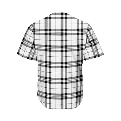 White And Black Tartan Pattern Print Men's Baseball Jersey