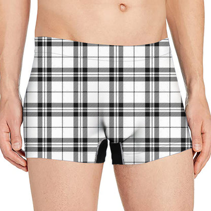 White And Black Tartan Pattern Print Men's Boxer Briefs