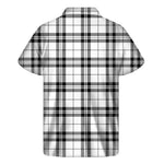 White And Black Tartan Pattern Print Men's Short Sleeve Shirt