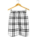 White And Black Tartan Pattern Print Men's Shorts