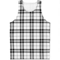 White And Black Tartan Pattern Print Men's Tank Top