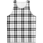 White And Black Tartan Pattern Print Men's Tank Top