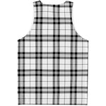 White And Black Tartan Pattern Print Men's Tank Top