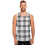 White And Black Tartan Pattern Print Men's Tank Top