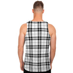 White And Black Tartan Pattern Print Men's Tank Top
