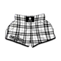 White And Black Tartan Pattern Print Muay Thai Boxing Shorts
