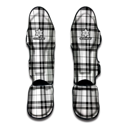 White And Black Tartan Pattern Print Muay Thai Shin Guard