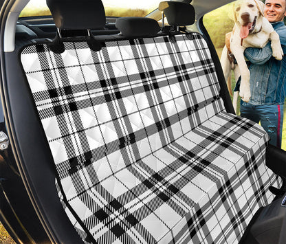White And Black Tartan Pattern Print Pet Car Back Seat Cover