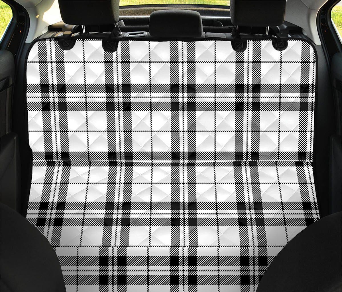 White And Black Tartan Pattern Print Pet Car Back Seat Cover