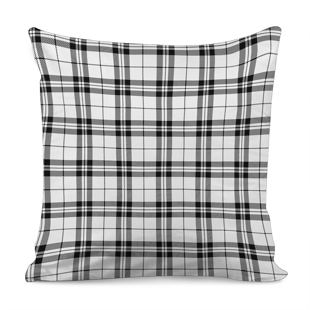 White And Black Tartan Pattern Print Pillow Cover