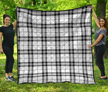 White And Black Tartan Pattern Print Quilt