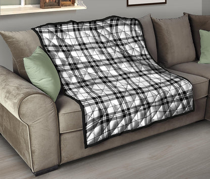 White And Black Tartan Pattern Print Quilt