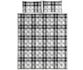 White And Black Tartan Pattern Print Quilt Bed Set