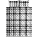 White And Black Tartan Pattern Print Quilt Bed Set
