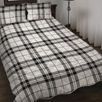 White And Black Tartan Pattern Print Quilt Bed Set