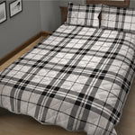 White And Black Tartan Pattern Print Quilt Bed Set