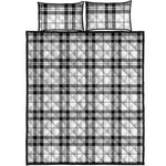 White And Black Tartan Pattern Print Quilt Bed Set