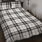 White And Black Tartan Pattern Print Quilt Bed Set