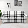 White And Black Tartan Pattern Print Sofa Cover