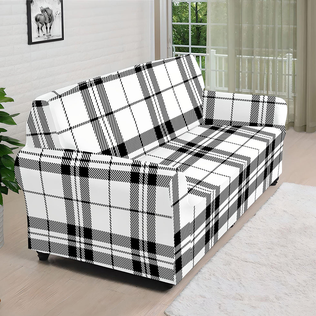 White And Black Tartan Pattern Print Sofa Cover
