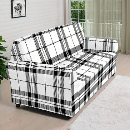 White And Black Tartan Pattern Print Sofa Cover