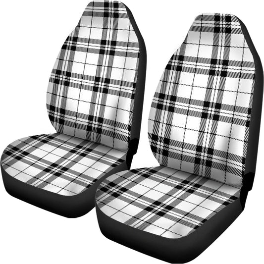 White And Black Tartan Pattern Print Universal Fit Car Seat Covers