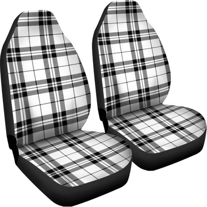 White And Black Tartan Pattern Print Universal Fit Car Seat Covers