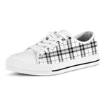 White And Black Tartan Pattern Print White Low Top Shoes