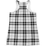 White And Black Tartan Pattern Print Women's Racerback Tank Top